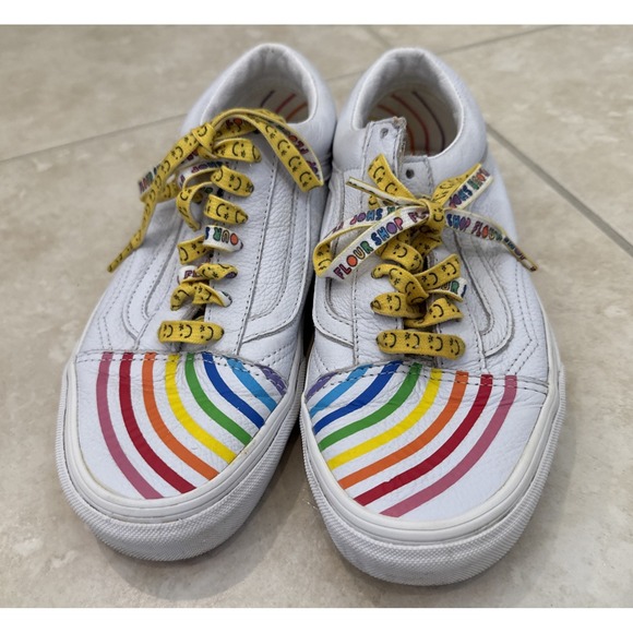Vans x Flour Shop Amirah Kassem Unisex Low‎ Rainbow Sneakers Size W8.5 M7 - Picture 2 of 9